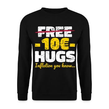 Inflation free hugs Geschenk - Unisex Pullover - Schwarz - Vorne - Alina (178cm) & Michal (187cm)