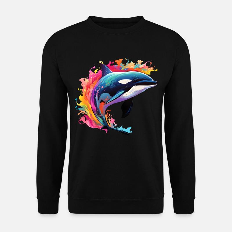 Bunter Schwertwal Orca - Unisex Pullover - Schwarz