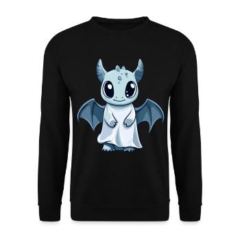Drache Halloween Comic Geist - Unisex Pullover - Schwarz - Vorne - Alina (178cm) & Michal (187cm)