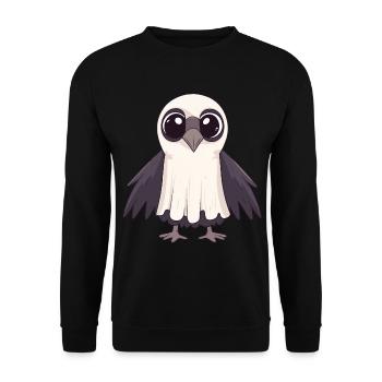 Raven Bird Halloween Comic Ghost - Unisex Sweatshirt - black - Front - Alina (178cm) & Michal (187cm)