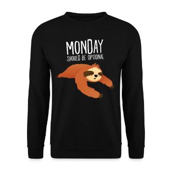 Monday Should Be Optional - Lazy Sloth - Unisex Pullover - Schwarz - Vorne - Alina (178cm) & Michal (187cm)