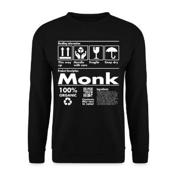 Product Description Tshirt - Monk Edition - Unisex Pullover - Schwarz - Vorne - Alina (178cm) & Michal (187cm)
