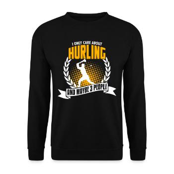 Funny Hurling T-Shirt Birthday Gift - Unisex Pullover - Schwarz - Vorne - Alina (178cm) & Michal (187cm)