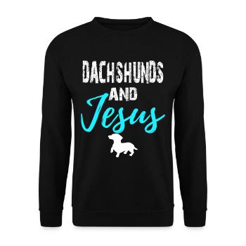 Chien de toit And Jesus - Chrisitan - Sweat-shirt Unisexe - noir - Devant - Alina (178cm) & Michal (187cm)