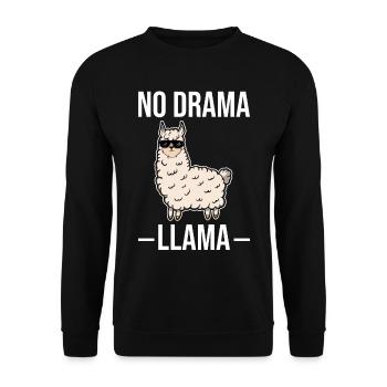 No drama Lama Cool Kamel Lustig Geschenk Geek - Unisex Pullover - Schwarz - Vorne - Alina (178cm) & Michal (187cm)