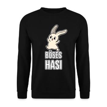 Böses Hasi Lustig Süß Böse Spruch Geschenk Geek - Unisex Pullover - Schwarz - Vorne - Alina (178cm) & Michal (187cm)