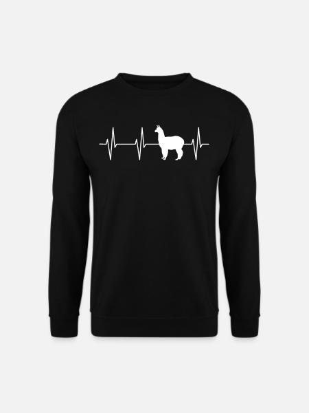 Llama Heartbeat T Shirt - Unisex Pullover - Schwarz