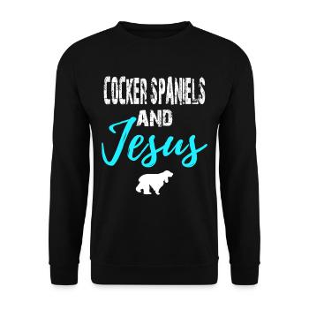 Cocker Spaniels And Jesus - Chrisitan - Sweat-shirt Unisexe - noir - Devant - Alina (178cm) & Michal (187cm)