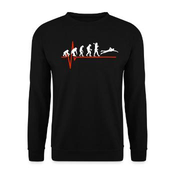 Swimming Heartbeat - EVOLUTION OF SWIMMING - Unisex Pullover - Schwarz - Vorne - Alina (178cm) & Michal (187cm)