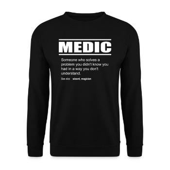 Funny Description Tee Medic Edition - Unisex Pullover - Schwarz - Vorne - Alina (178cm) & Michal (187cm)