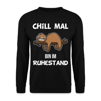 Faultier Rente Geschenk Lustig Geek Renteneintritt - Unisex Pullover - Schwarz - Vorne - Alina (178cm) & Michal (187cm)