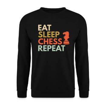 Chess Funny Eating Sleep Chess Repeat - Sweat-shirt Unisexe - noir - Devant - Alina (178cm) & Michal (187cm)