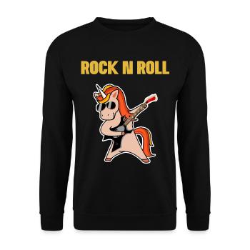 Rock n roll unicorn gift idea - Unisex Sweatshirt - black - Front - Alina (178cm) & Michal (187cm)