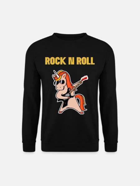 Rock n Roll Einhorn Geschenk Geschenkidee - Unisex Pullover - Schwarz