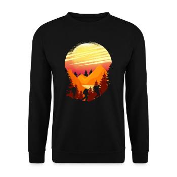 Wandern Shirt Outdoor Berg Wald Hiking Geschenk - Unisex Pullover - Schwarz - Vorne - Alina (178cm) & Michal (187cm)