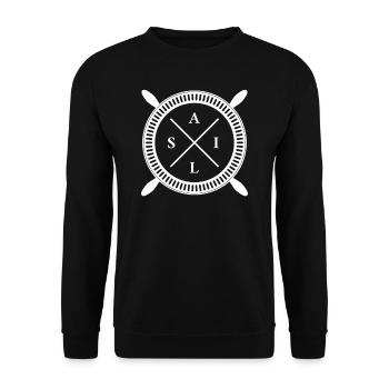 Sailing Steering Wheel Cool Gift Gift Idea Sailor - Unisex Sweatshirt - black - Front - Alina (178cm) & Michal (187cm)