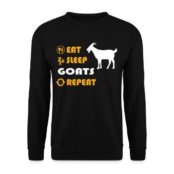 Mangez. Sommeil. Les chèvres. Répétez. - Sweat-shirt Unisexe - noir - Devant - Alina (178cm) & Michal (187cm)