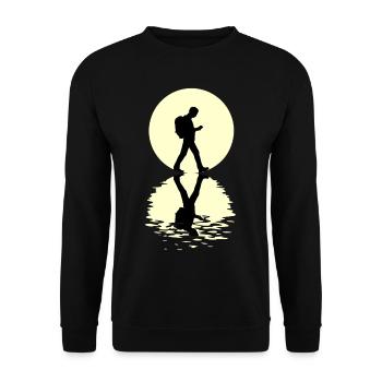 Geocaching Moon - Unisex Sweatshirt - black - Front - Alina (178cm) & Michal (187cm)