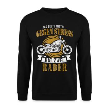 Motorradfahrer Das Beste Mittel Gegen Stress - Unisex Pullover - Schwarz - Vorne - Alina (178cm) & Michal (187cm)