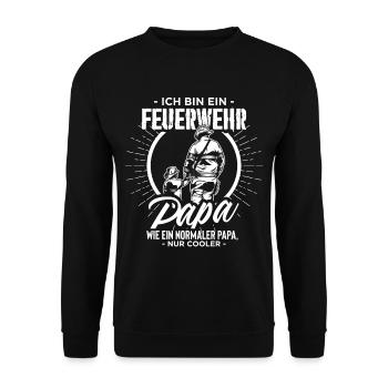Feuerwehr Papa - Unisex Pullover - Schwarz - Vorne - Alina (178cm) & Michal (187cm)