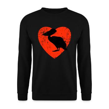 Love My Pelicans Design - Unisex Pullover - Schwarz - Vorne - Alina (178cm) & Michal (187cm)