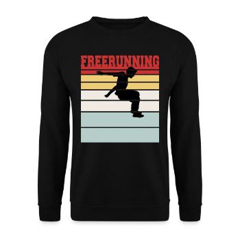 Retro Freerunning Team Tee Shirt - Unisex Sweatshirt - black - Front - Alina (178cm) & Michal (187cm)