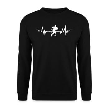My Flag Football Heart Beat T Shirt Heartbeat - Unisex Pullover - Schwarz - Vorne - Alina (178cm) & Michal (187cm)