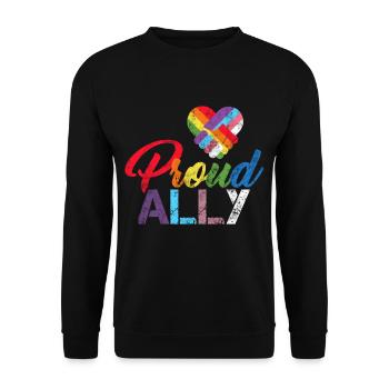 Proud ally Pride ally LGBTQ Ally Trans Bi Gay - Unisex Sweatshirt - black - Front - Alina (178cm) & Michal (187cm)