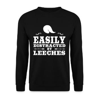 Easily Distracted By Leeches Funny Leech Design - Unisex Pullover - Schwarz - Vorne - Alina (178cm) & Michal (187cm)