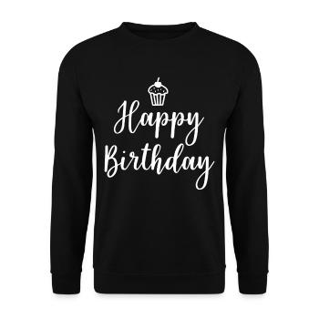 Happy Birthday - Unisex Pullover - Schwarz - Vorne - Alina (178cm) & Michal (187cm)