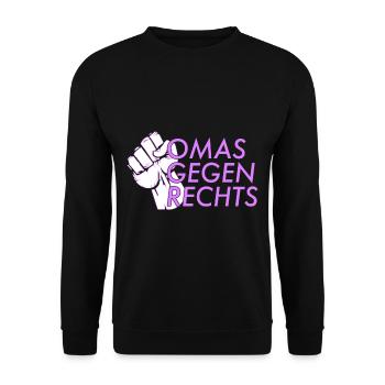 Omas gegen rechts anti nazi großmutter - Unisex Pullover - Schwarz - Vorne - Alina (178cm) & Michal (187cm)