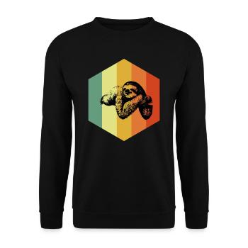 SLOTH Vintage Animal Tee - Unisex Pullover - Schwarz - Vorne - Alina (178cm) & Michal (187cm)