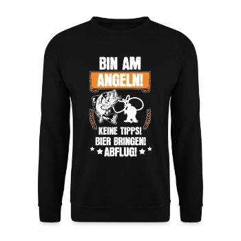Lustiges Angel Spruch Motiv Geschenkidee - Unisex Pullover - Schwarz - Vorne - Alina (178cm) & Michal (187cm)