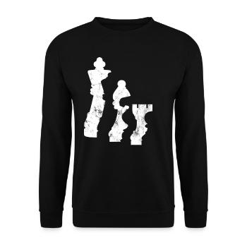 Ombre des pièces d'échecs - Sweat-shirt Unisexe - noir - Devant - Alina (178cm) & Michal (187cm)