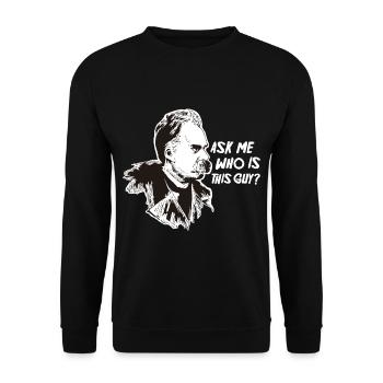 Nietzsche Philosophie Philosoph Denker - Unisex Pullover - Schwarz - Vorne - Alina (178cm) & Michal (187cm)