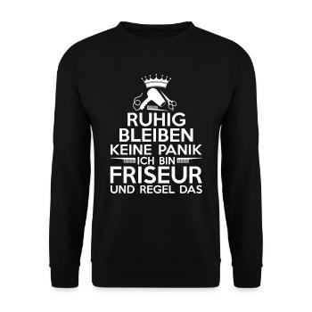 Friseur Lustiger Spruch Friseurin Haare Geschenk - Unisex Pullover - Schwarz - Vorne - Alina (178cm) & Michal (187cm)