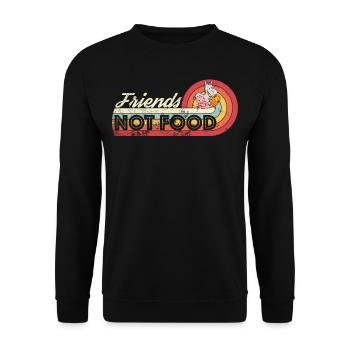 Friends not Food Vegan Vintage Retro - Unisex Pullover - Schwarz - Vorne - Alina (178cm) & Michal (187cm)
