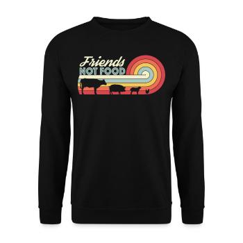 Friends not Food Vegan Vintage Retro - Unisex Pullover - Schwarz - Vorne - Alina (178cm) & Michal (187cm)