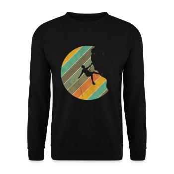 Kletter Retro Wander Berge Karabiner Geschenk - Unisex Pullover - Schwarz - Vorne - Alina (178cm) & Michal (187cm)