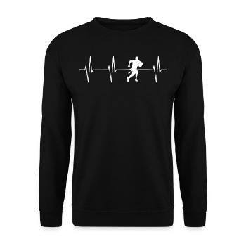 My Heart Beats For Flag Football - Unisex Pullover - Schwarz - Vorne - Alina (178cm) & Michal (187cm)