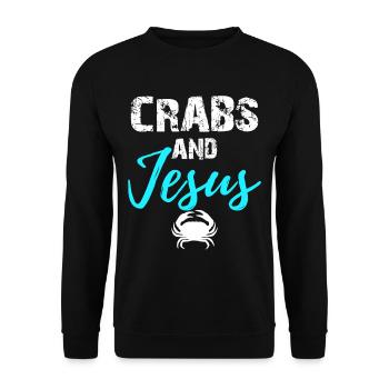 Crabs And Jesus - Chrisitan - Unisex Pullover - Schwarz - Vorne - Alina (178cm) & Michal (187cm)