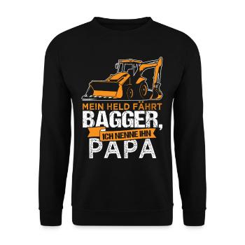 Bagger Bauarbeiter Baumeister Papa Vater Geschenk - Unisex Pullover - Schwarz - Vorne - Alina (178cm) & Michal (187cm)