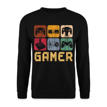 Gamer Gaming Console Video Game - Unisex Sweatshirt - black - Front - Alina (178cm) & Michal (187cm)