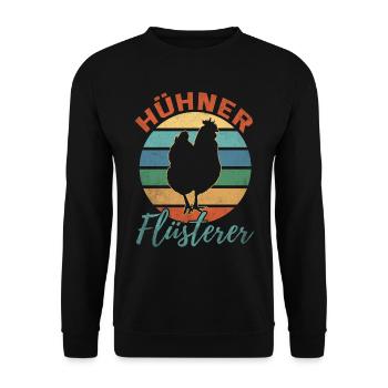 Hühner Flüsterer Huhn Lustig Hühnerstall Geschenk - Unisex Pullover - Schwarz - Vorne - Alina (178cm) & Michal (187cm)