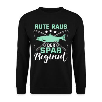 Lustige Angler Fischer Fischerhut Angel Geschenk - Unisex Pullover - Schwarz - Vorne - Alina (178cm) & Michal (187cm)