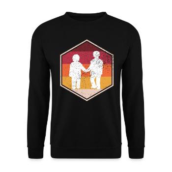 Rétro Brother Hexagone Design - Sweat-shirt Unisexe - noir - Devant - Alina (178cm) & Michal (187cm)
