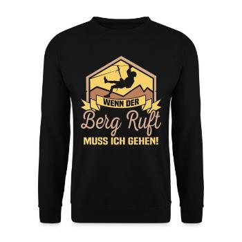 Berg Bergluft Lustig Spruch Geschenk Wandern Retro - Unisex Pullover - Schwarz - Vorne - Alina (178cm) & Michal (187cm)