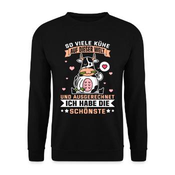 Drôle vache de boeuf sort agriculteur cadeau Geek - Sweat-shirt Unisexe - noir - Devant - Alina (178cm) & Michal (187cm)