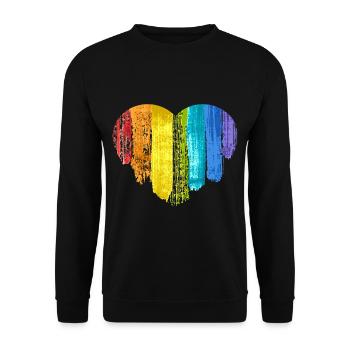 Rainbow heart tolerance rainbow banner - Unisex Sweatshirt - black - Front - Alina (178cm) & Michal (187cm)