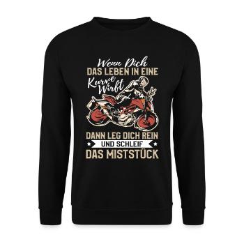 Lustig Motorrad Bike Geschenk Spruch Sarkastisch - Unisex Pullover - Schwarz - Vorne - Alina (178cm) & Michal (187cm)